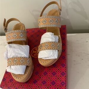 Tory Burch Tan Sandals with Embellishments